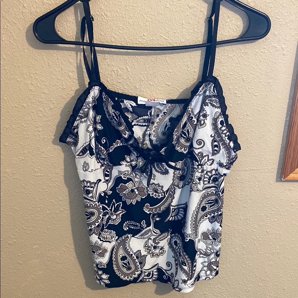 Women's Black and White Paisley Top